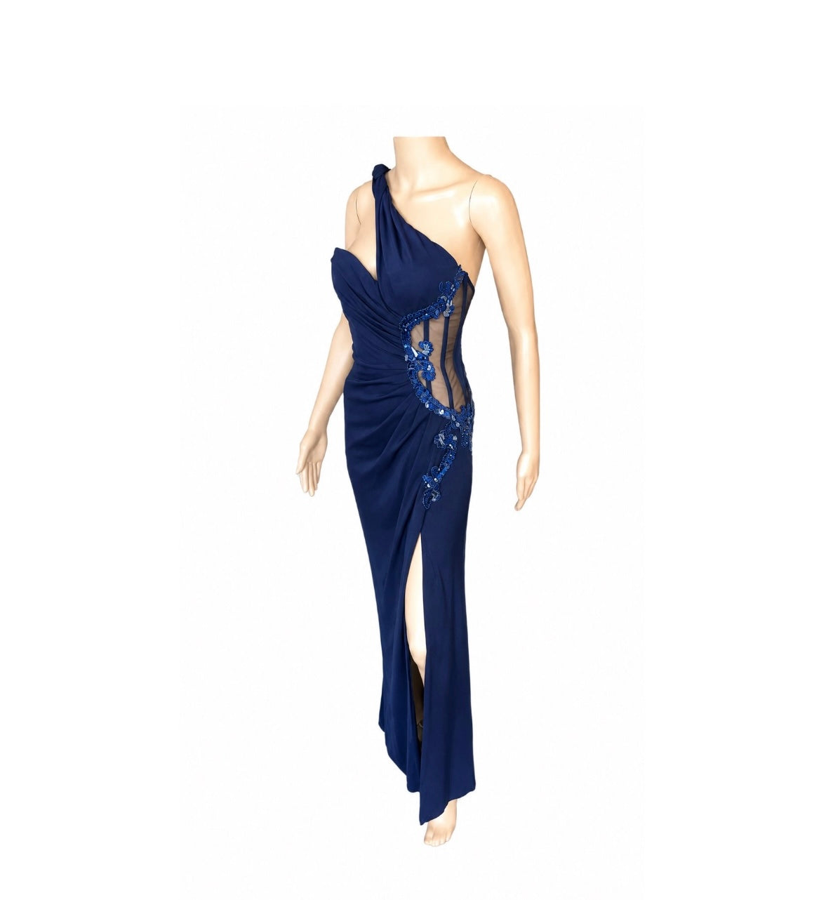 Versace Blue Beaded Gown