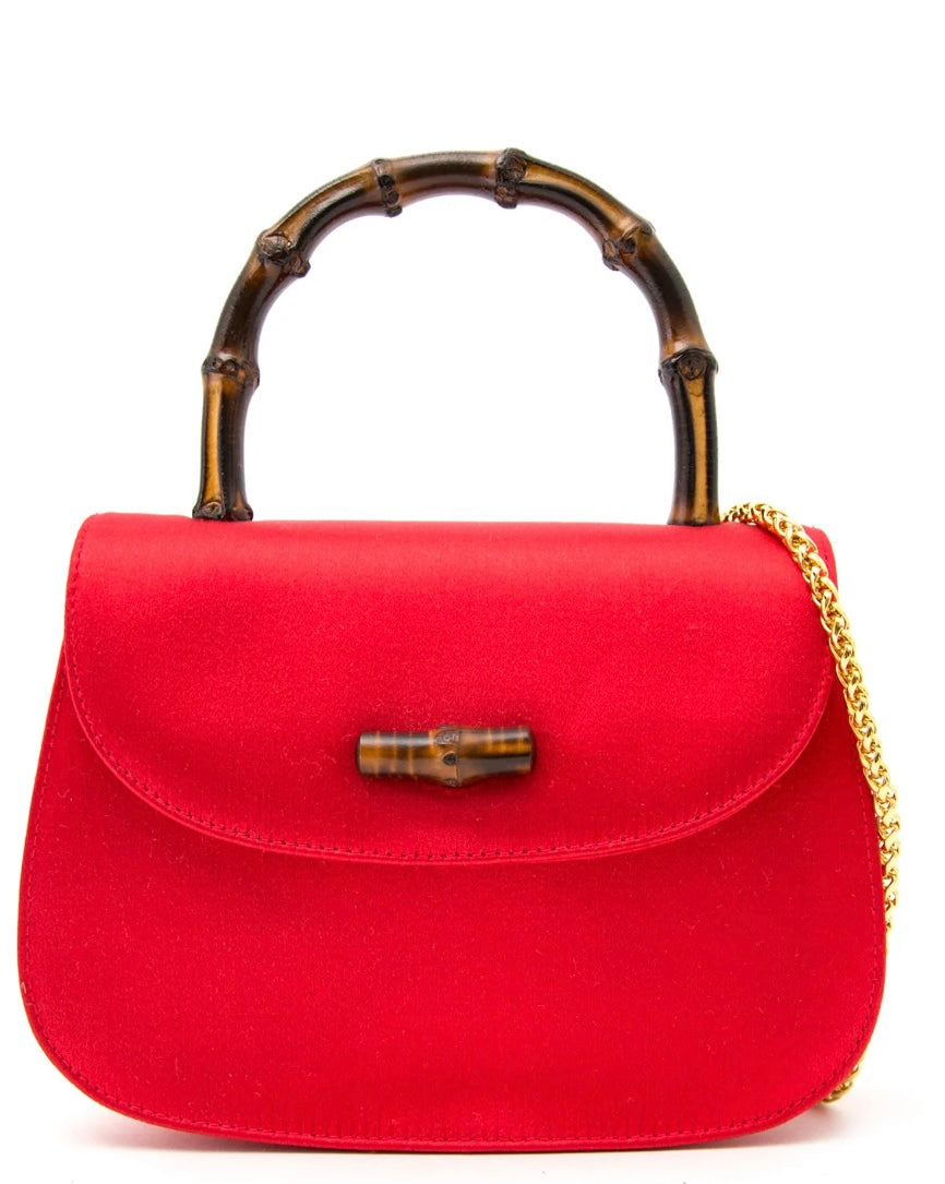 Gucci mini satin bag with gold chain