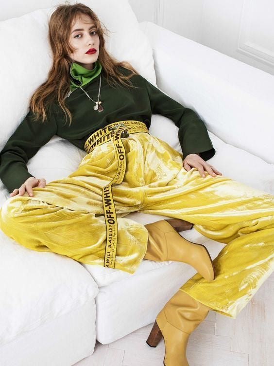 Celine by Pheobe Philo yellow velvet pants